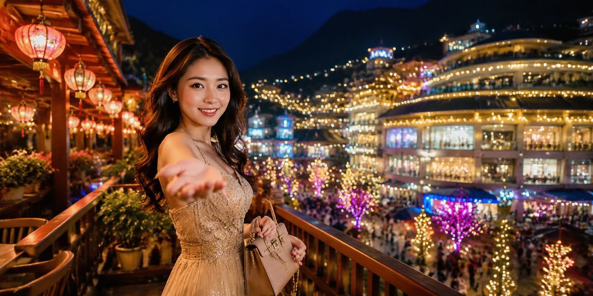 Không khí chợ đêm Sapa với người chơi casino trực tuyến qua điện thoại trong đêm sương mù